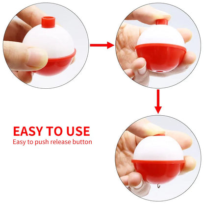 4-30pcs Push Button Red & White Fishing Bobbers