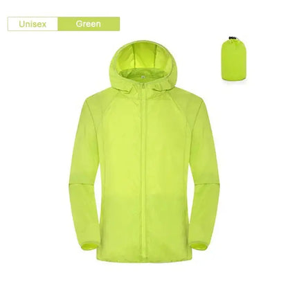 Green hooded jacket.