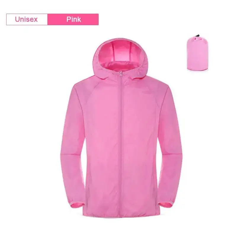 Pink unisex hooded jacket.