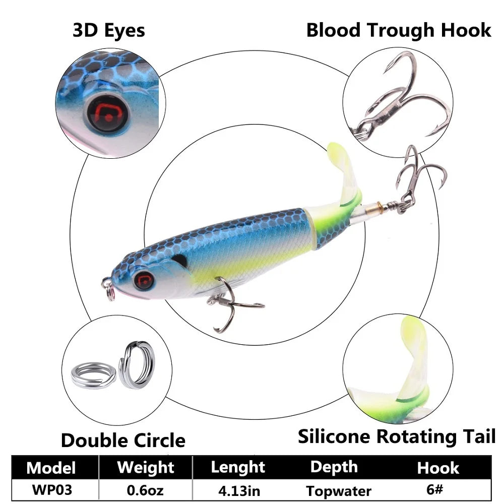 Floating Rotating Tail Topwater Lures