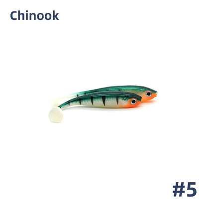 Chinook 3D T-Tail Soft Bait Lure - 5pcs 65mm - 5 / 65-70mm 5pcs - Fishing Lures