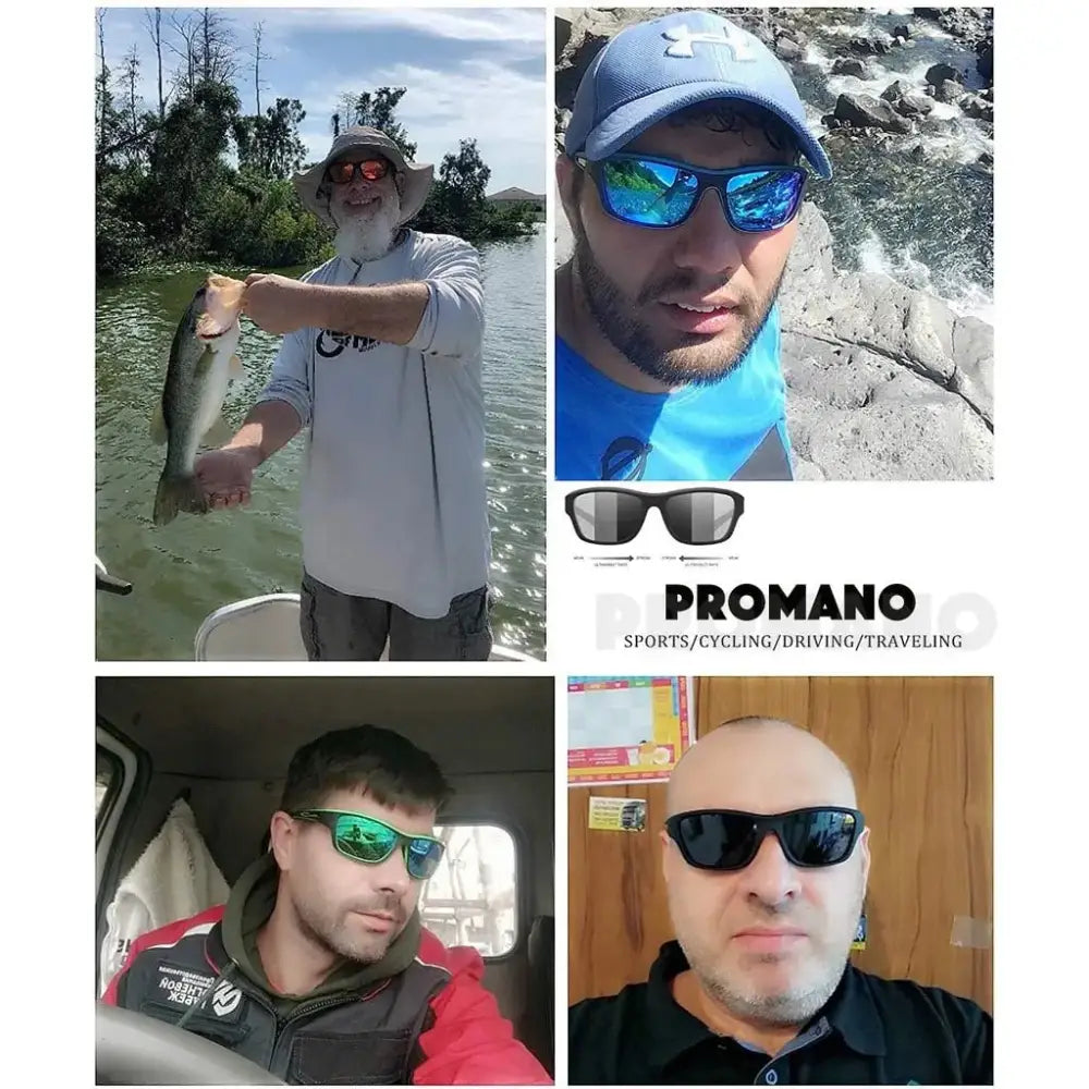 Collage of people rocking Daiwa Polarized Sunglasses with Neck Strap in style