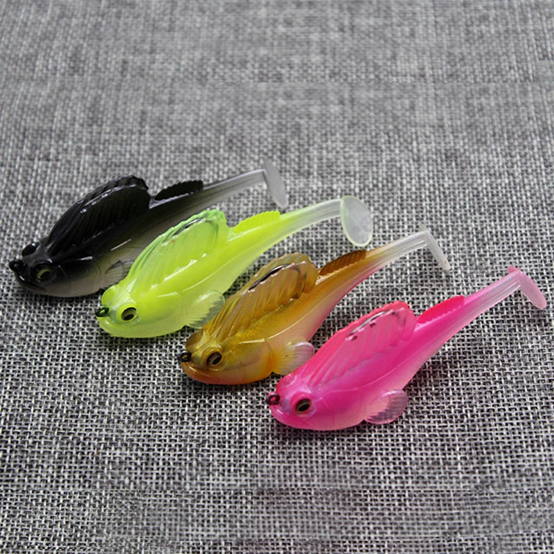 Dark sleeper soft lure set featuring four colors for effective fishing and attracting various fish species