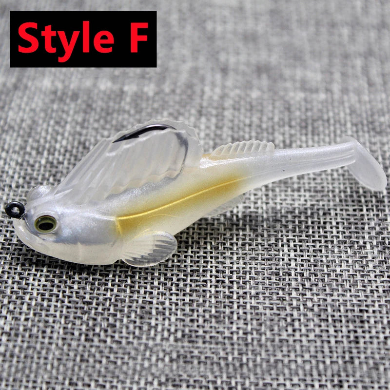 Dark sleeper soft lure set in transparent style with detailed fins for effective fishing