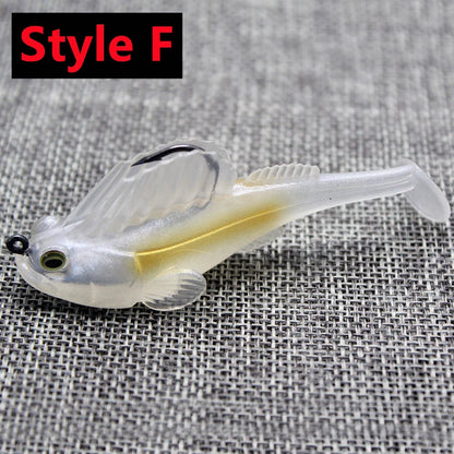 Dark sleeper soft lure set in transparent style with detailed fins for effective fishing