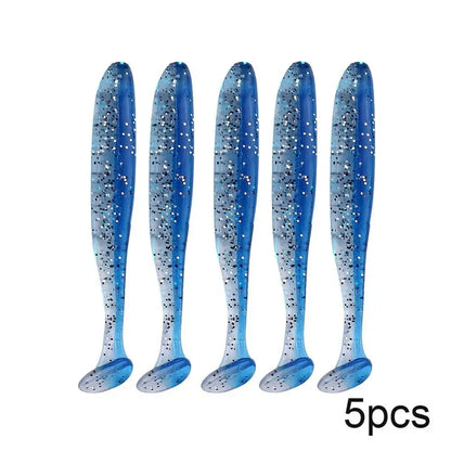 Blue and silver glittery fishing lures.