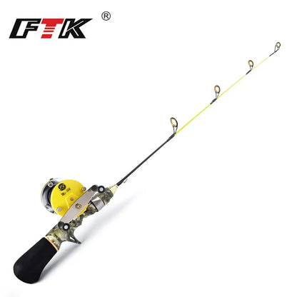 Fishing rod with yellow reel.