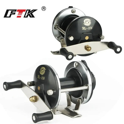 Two black and silver fishing reels.