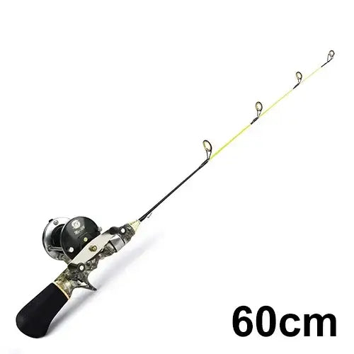 FISH KING Mini Portable Ice Fishing Rod - Lightweight & Compact - Burgundy - Ice Fishing