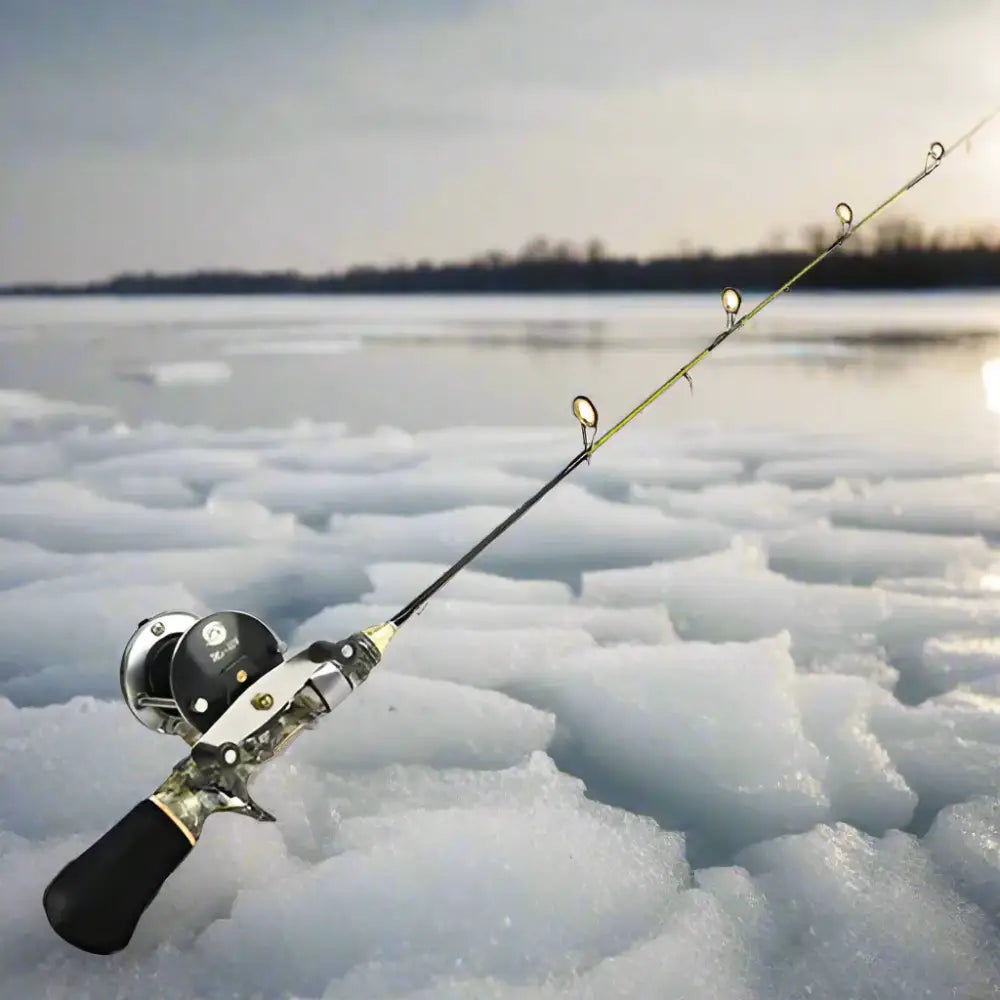 FISH KING Mini Portable Ice Fishing Rod - Lightweight & Compact - Red - Ice Fishing