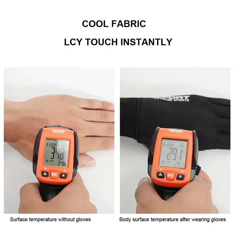 Temperature comparison of gloved and ungloved hand.