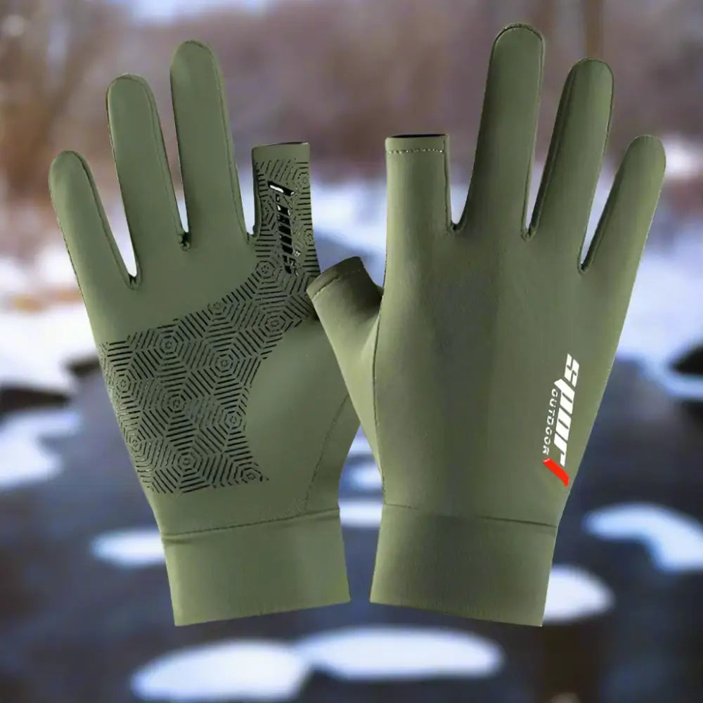 FLYSAND Anti-UV Fishing Gloves for Outdoor Activities - Green - fishing apparel