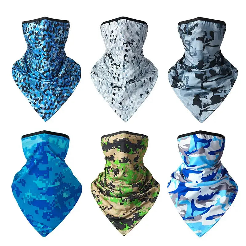 Assorted camouflage neck gaiters.