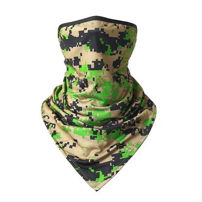 Camouflage neck gaiter.