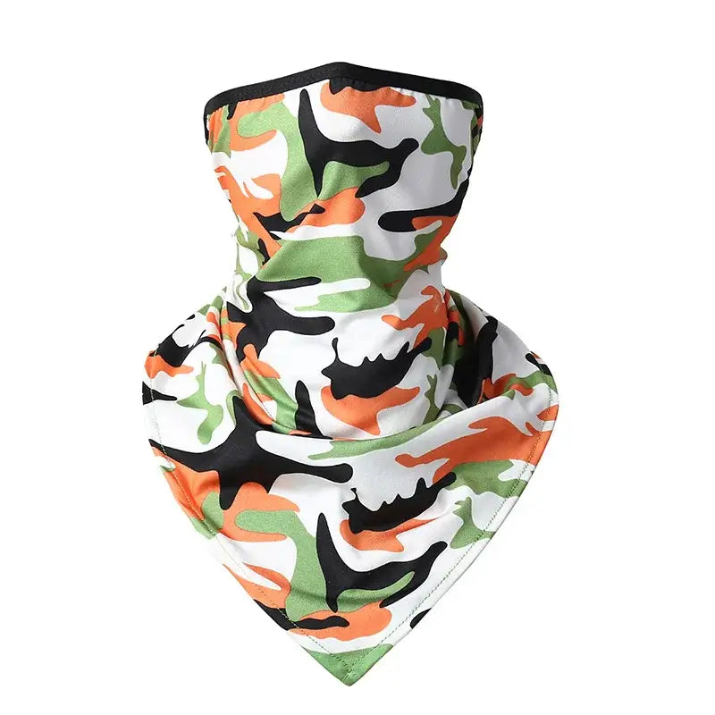 Camouflage neck gaiter.