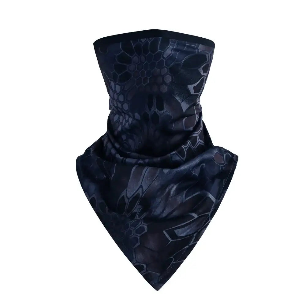 Ice Silk Scarf Gaiter - UV Protection for Outdoor Adventures - Python Pattern Navy - fishing apparel