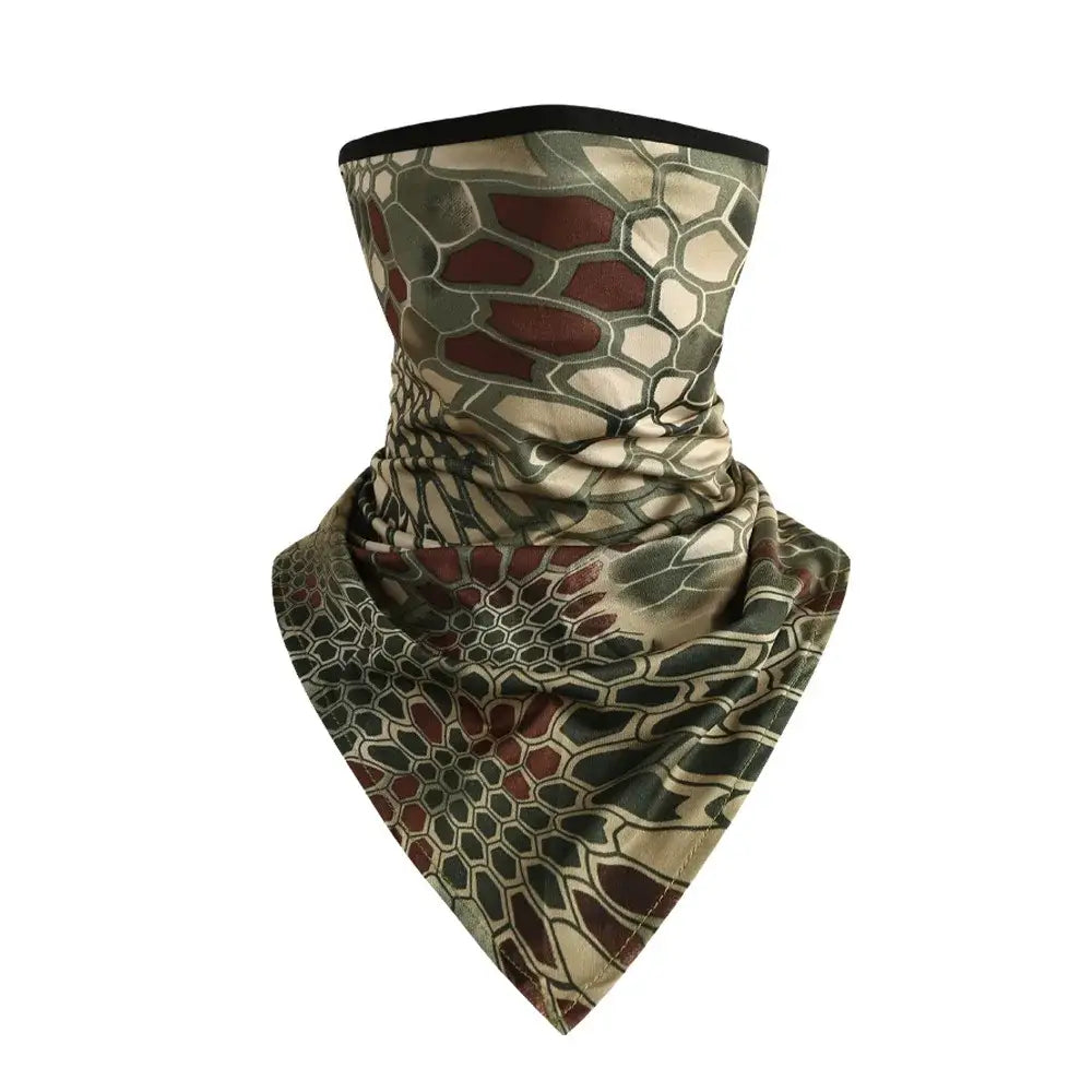 Ice Silk Scarf Gaiter - UV Protection for Outdoor Adventures - Python Pattern Green - fishing apparel