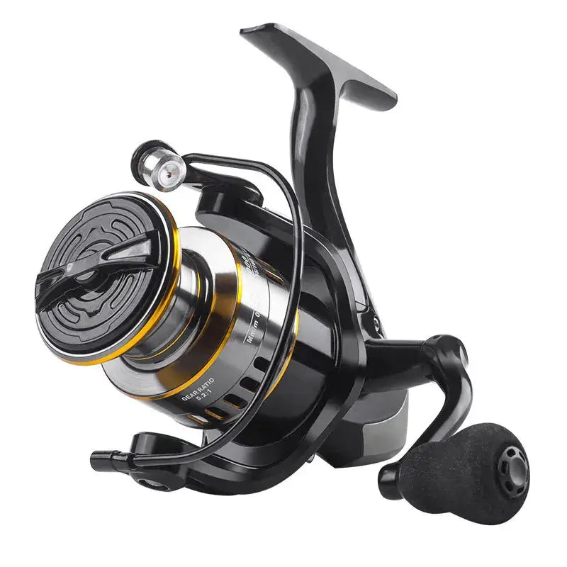 Black and silver fishing reel.