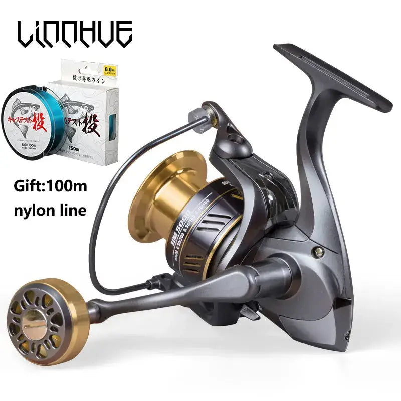 Fishing reel with line.