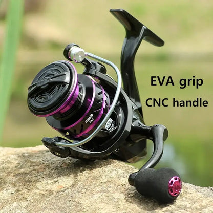 Black and purple fishing reel.