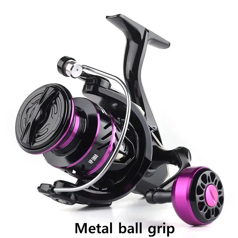 Black and purple fishing reel.