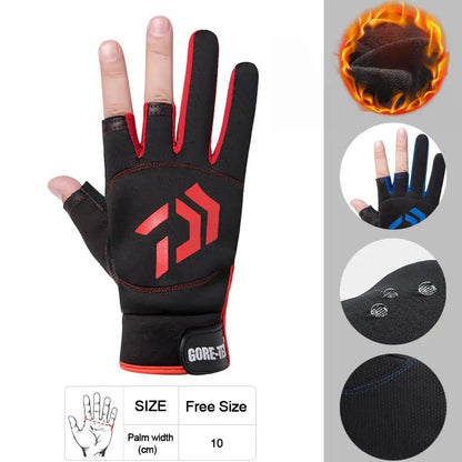 LOOGDEEL Half Finger Fishing & Cycling Gloves - G Black red / L - fishing apparel