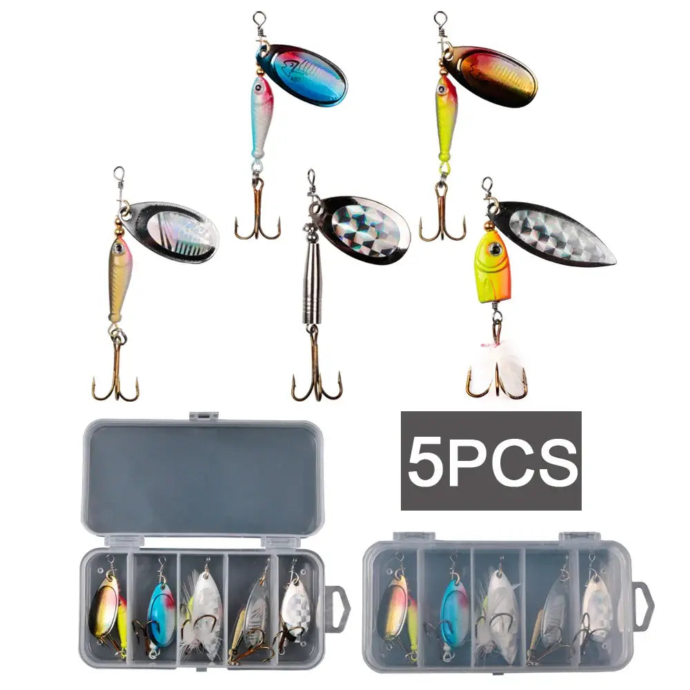 Fishing lure set with storage boxes.