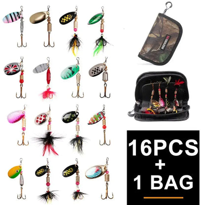 Fishing lure set with carrying case.