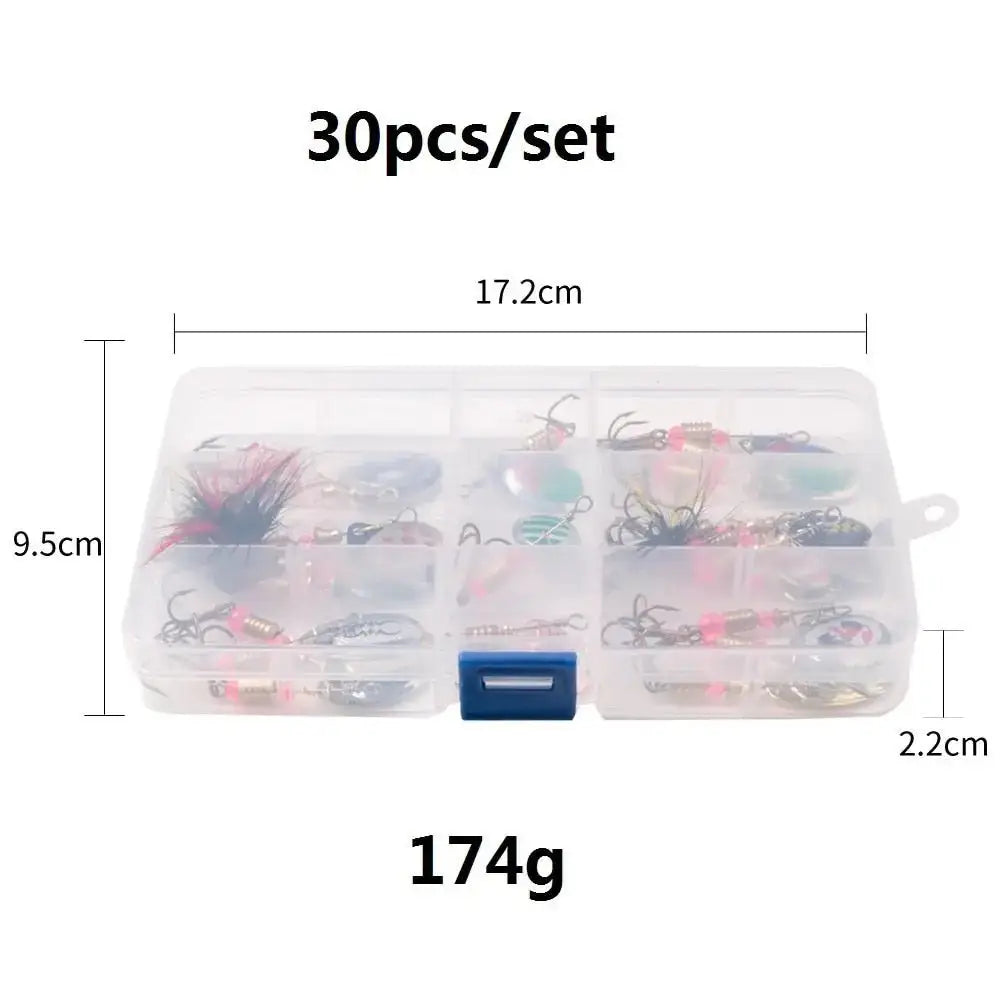 Fishing lure set in a plastic case.