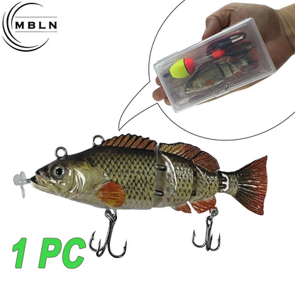 Auto swimming fishing lure for bass with realistic segmented fish design and hooks