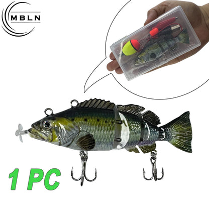 Realistic auto swimming fishing lure for bass with jointed body and treble hooks from The Fishing Gear Shop