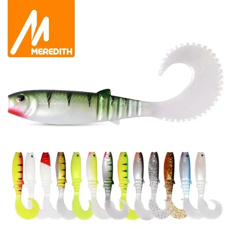 Colorful soft plastic fishing lures.