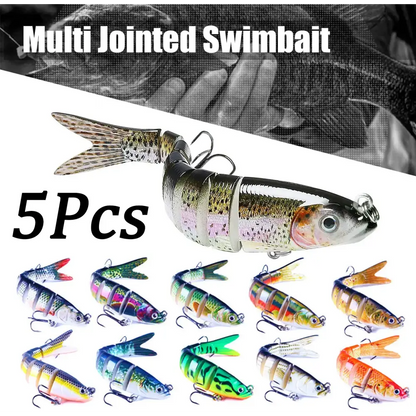 Multi Jointed Slow Sinking Fishing Lure - 10cm/12.4g - Random Color 3Pcs - Fishing Lures