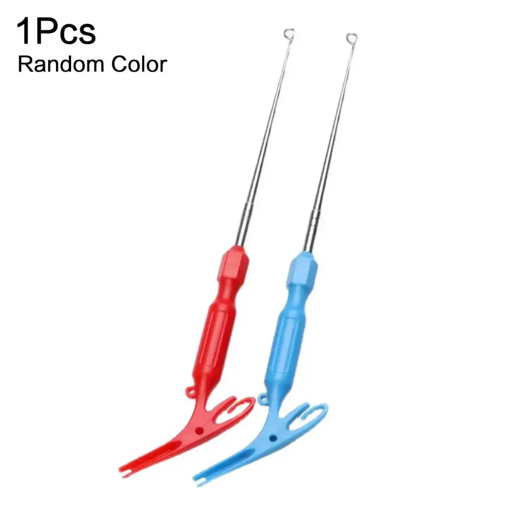 Red and blue hair extension tools.