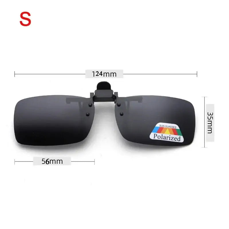 Polarized clip-on sunglasses.