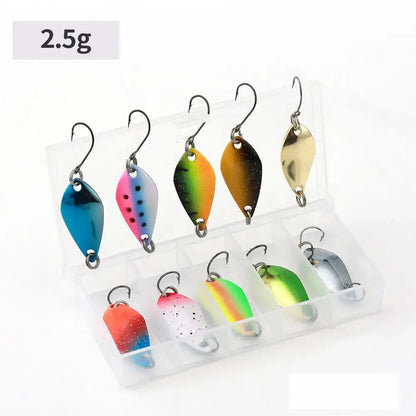 Colorful fishing lure assortment.