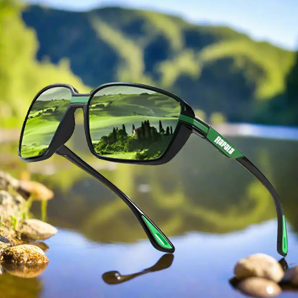 Black and green Rapala sunglasses.