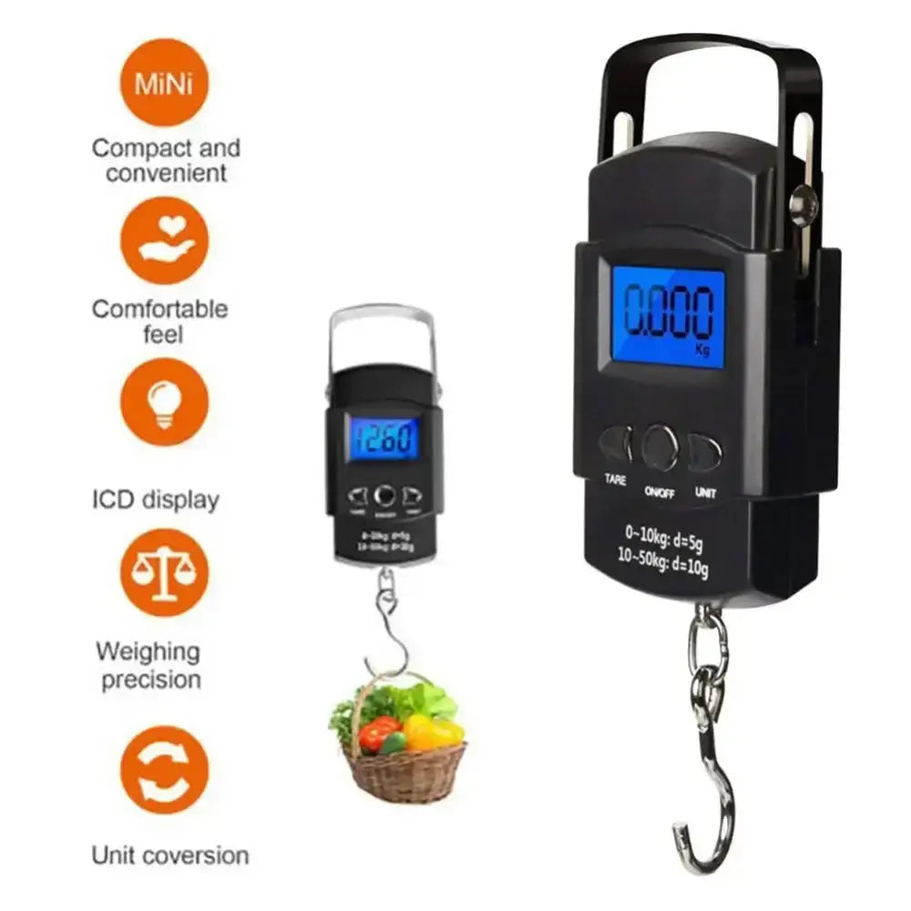 Digital hanging luggage scale.