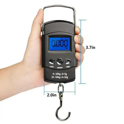 Handheld digital luggage scale.