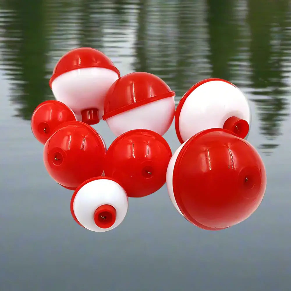 Red and white fishing bobbers.