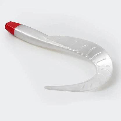 Translucent soft bait for bass fishing with a red tip designed to attract fish