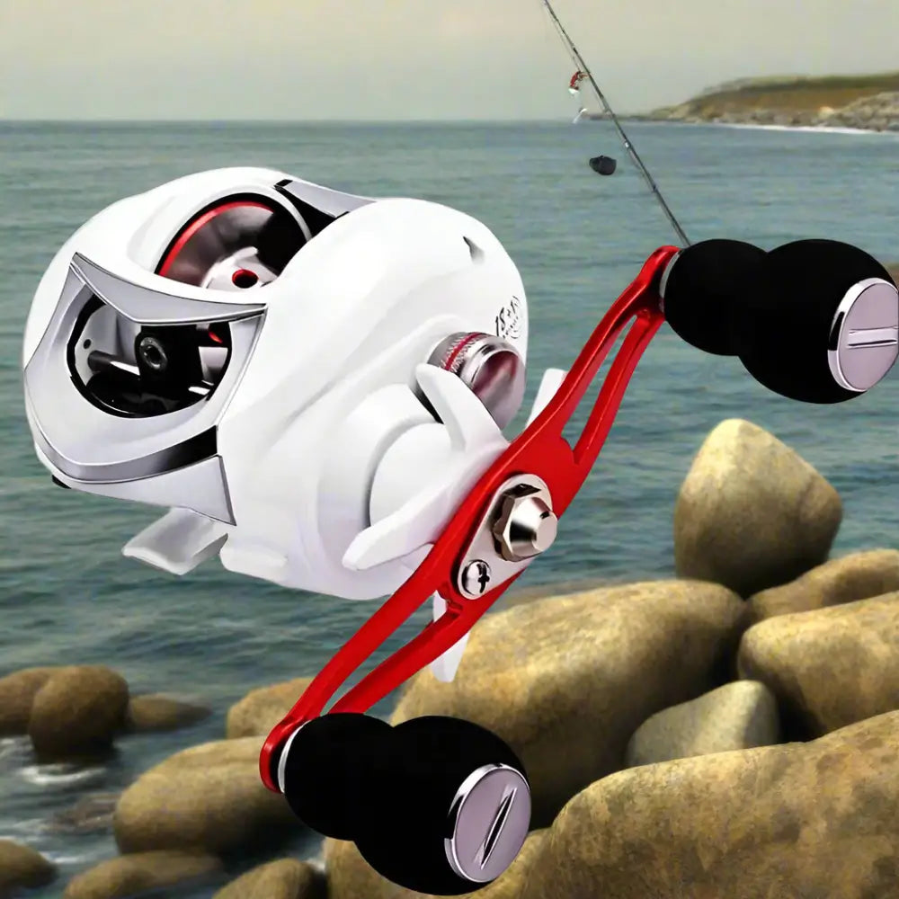 Baitcasting Fishing Reel White Black-The Fishing Gear Shop