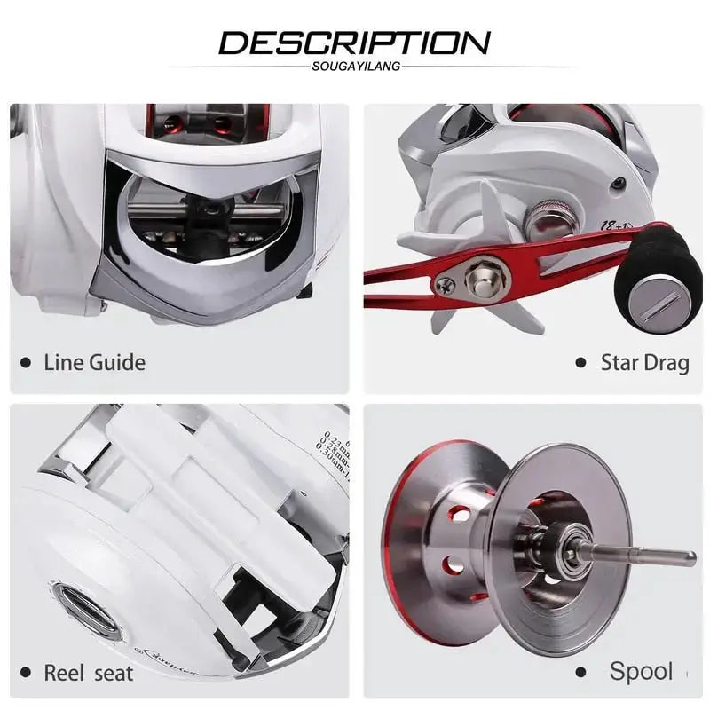 Baitcasting Fishing Reel White Black-The Fishing Gear Shop