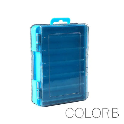 Blue plastic storage box.