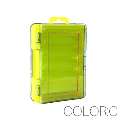 Yellow and clear plastic storage box for a supercontinent double-sided fishing tackle