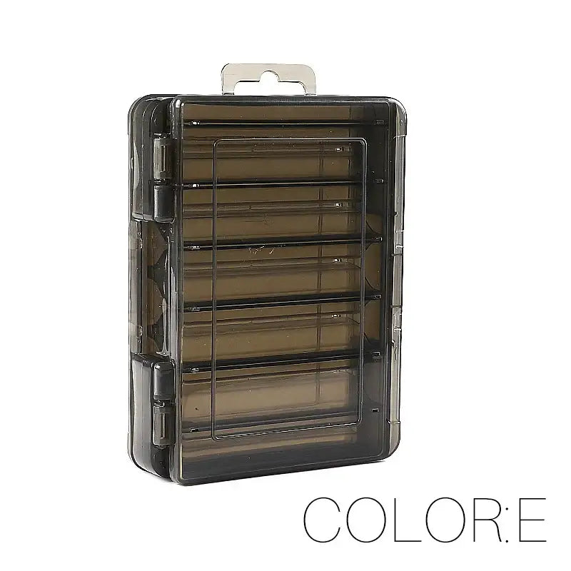 Translucent black plastic Double-Sided Fishing Tackle Box for organized fishing gear