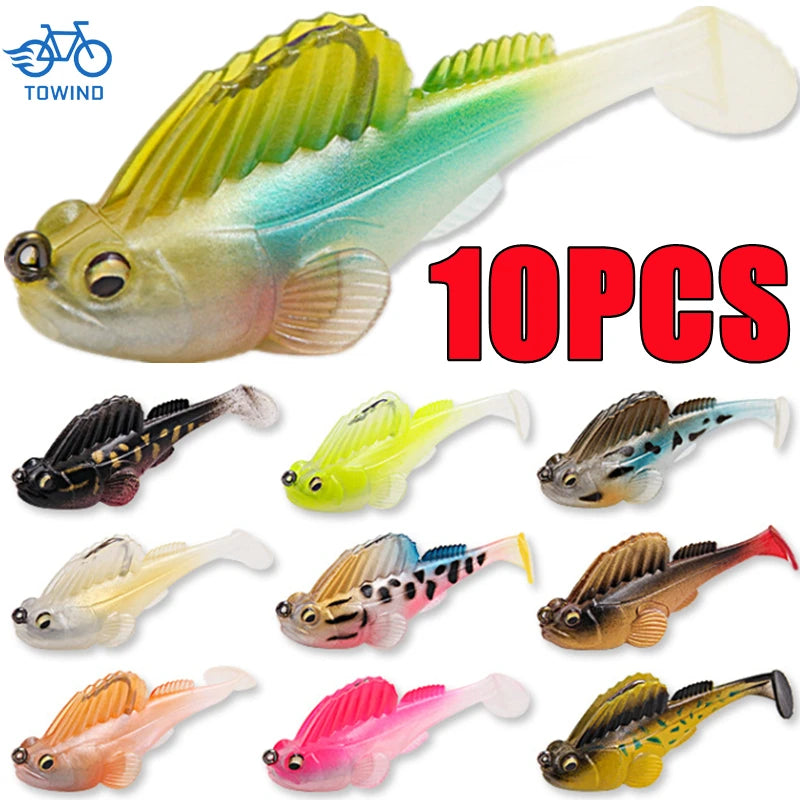 Dark sleeper soft lure set featuring 10 colorful fishing lures designed for effective angling