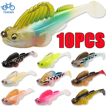 Dark sleeper soft lure set featuring 10 colorful fishing lures designed for effective angling