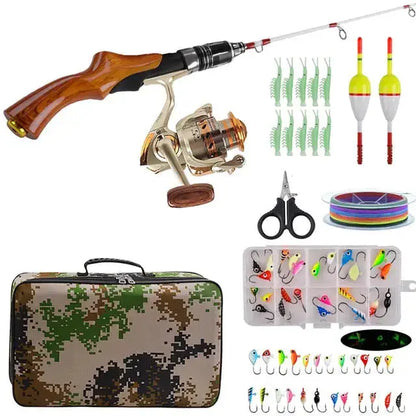 Ice fishing rod combo bags and accessories