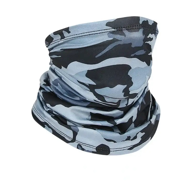 Camouflage neck gaiter.